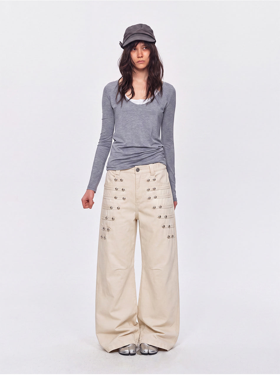 MADWITCH RIVET COURT WIDE-LEG TROUSERS #6844