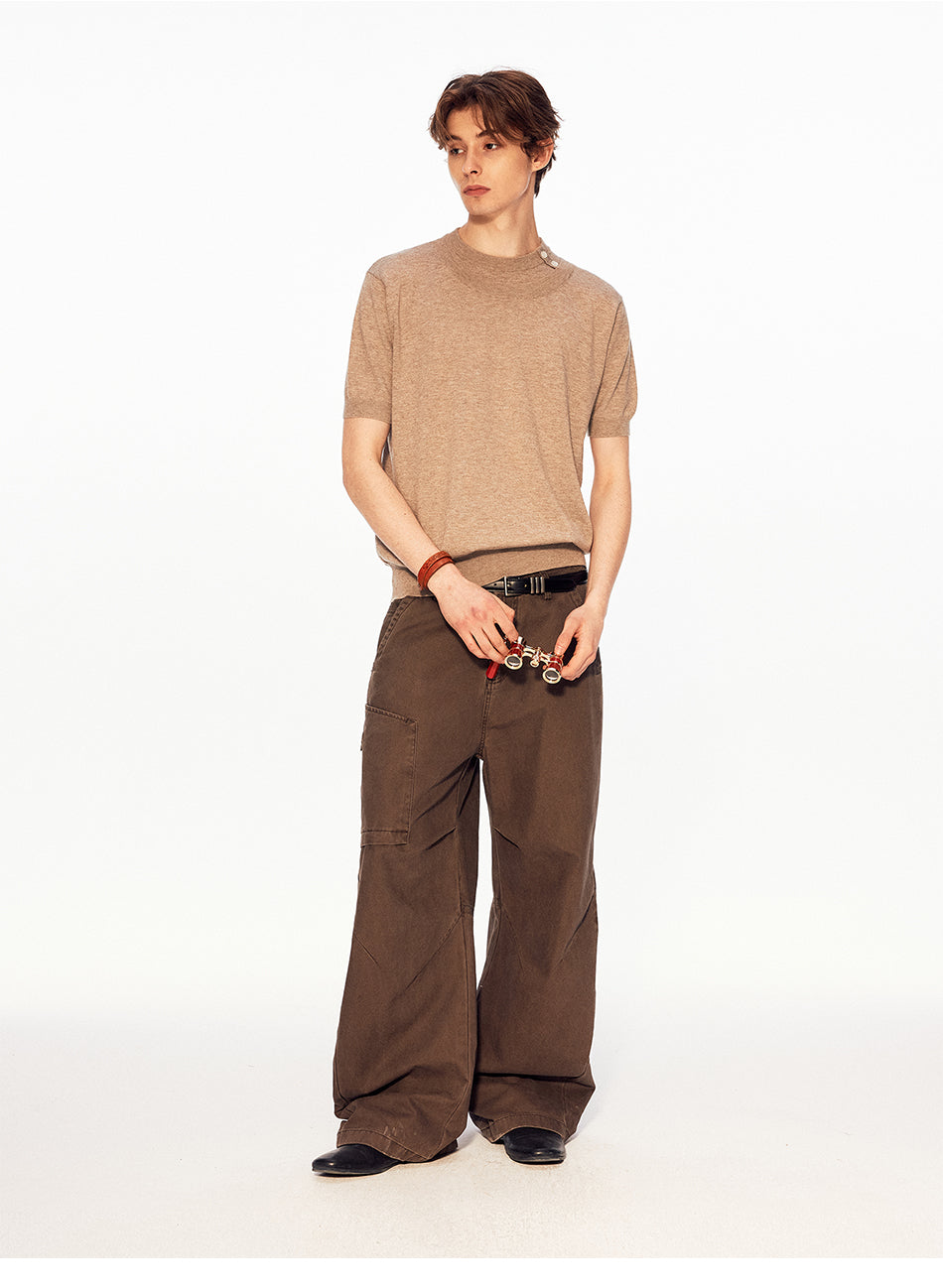 MADWITCH DOUBLE LAYER OBLIQUE BUTTON TEE #27518