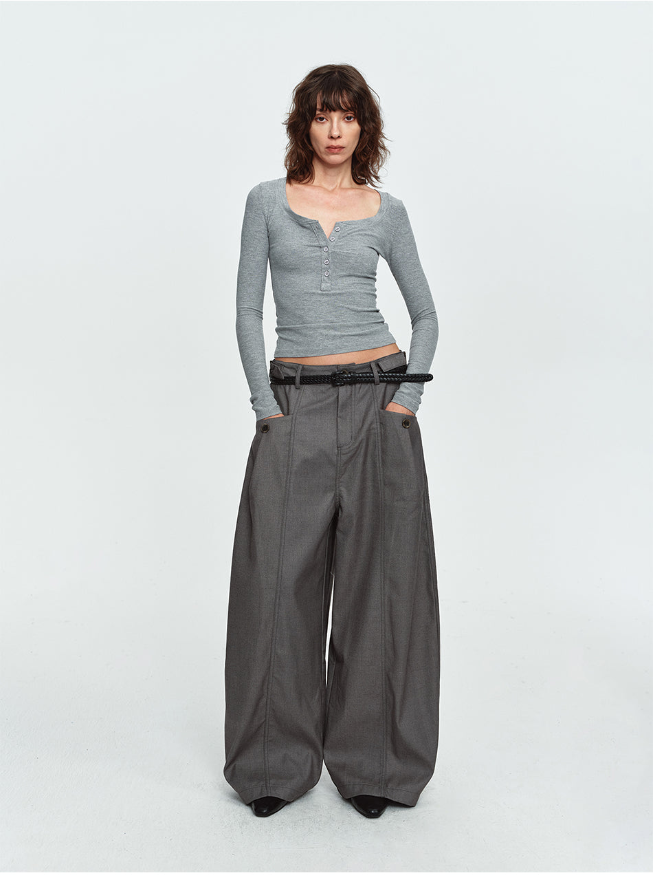 MADWITCH ADJUSTABLE TAILORED WIDE-LEG TROUSERS #26203