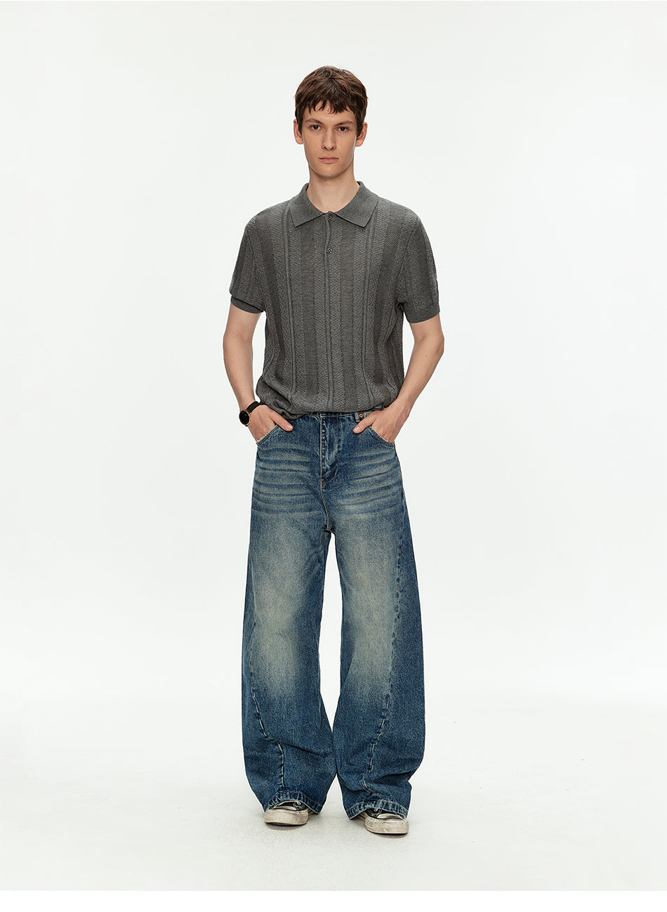 MADWITCH LYOCELL TEXTURED KNIT POLO SHIRT #AW26821