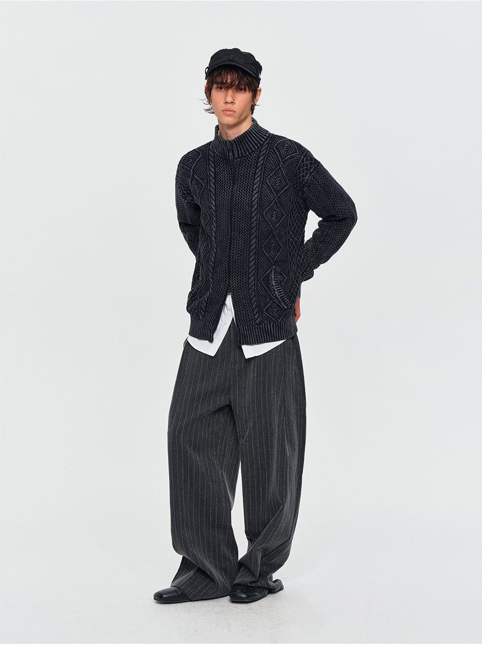 MADWITCH CABLE-KNIT ZIP-UP CARDIGAN #GPMYC022