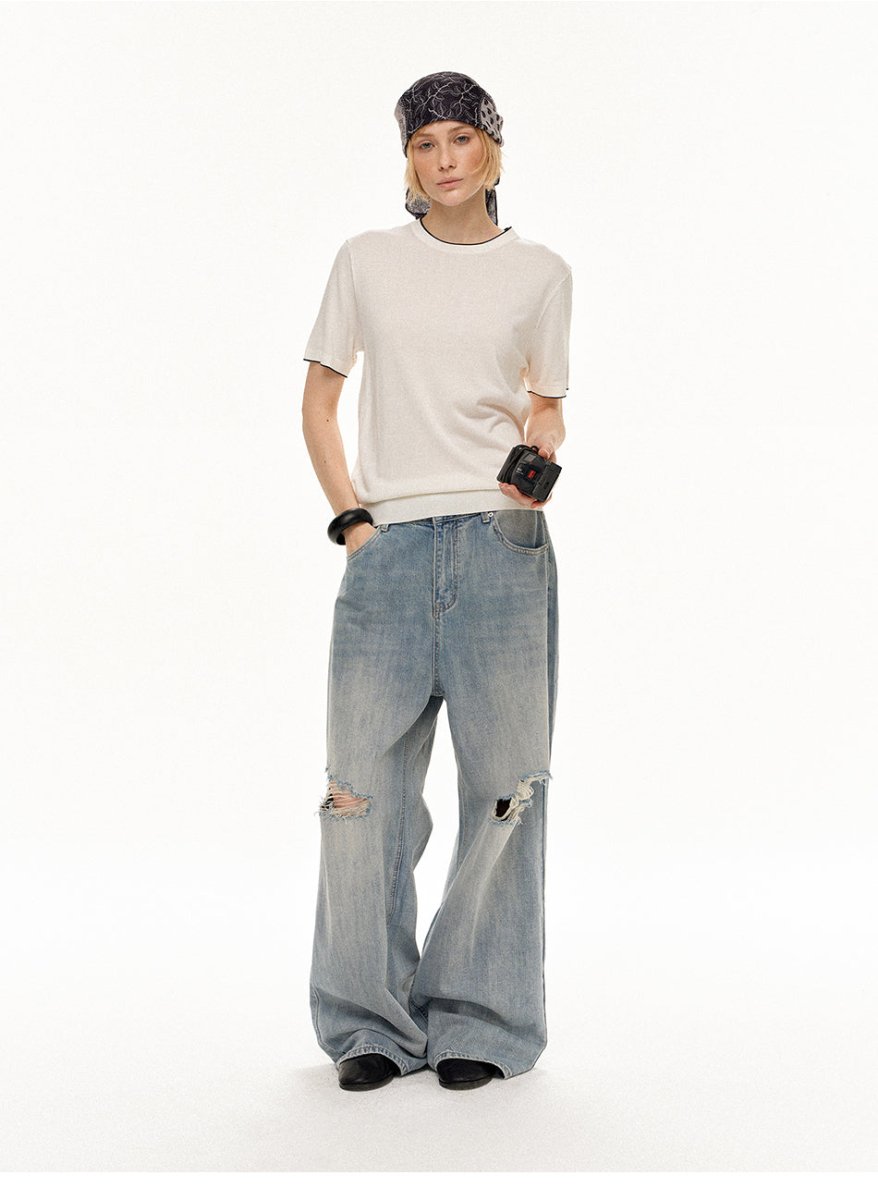 MADWITCH VINTAGE DISTRESSED LOOSE JEANS WHOA124 - MadWitch Store
