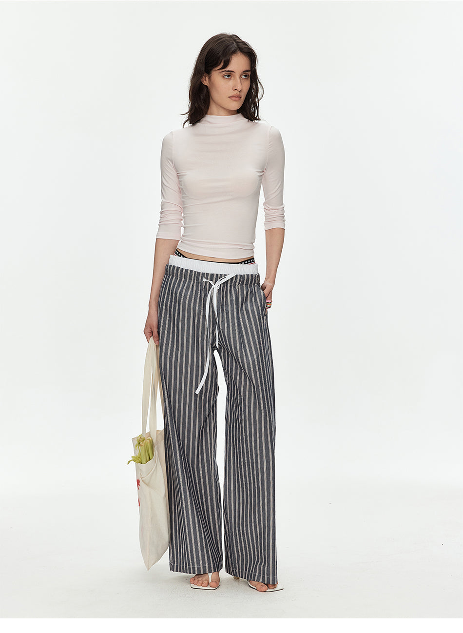 MADWITCH STRIPED SUMMER WIDE LEG PANTS #CK61029