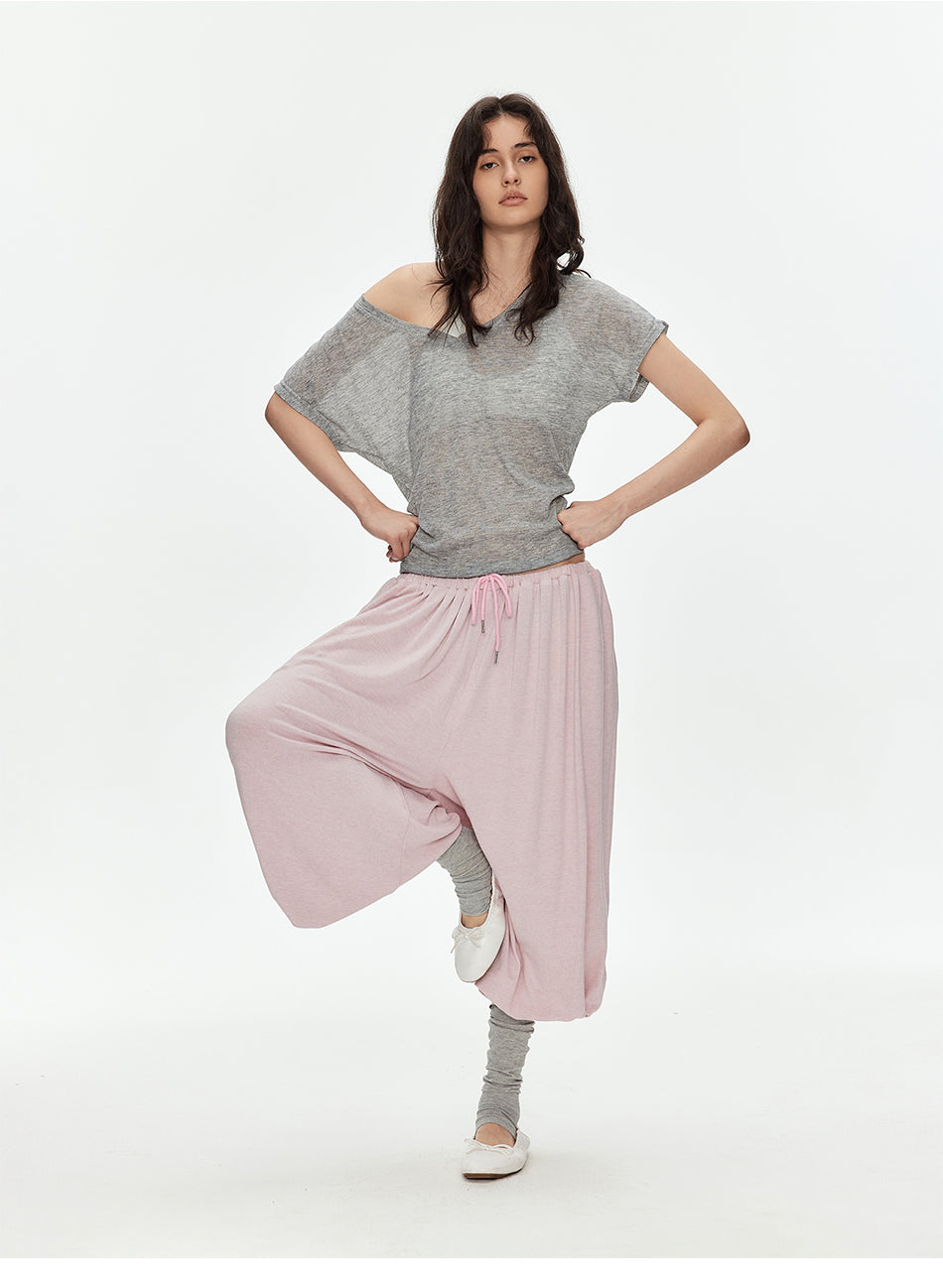MADWITCH DRAWSTRING KNIT COZY LANTERN PANTS #8708