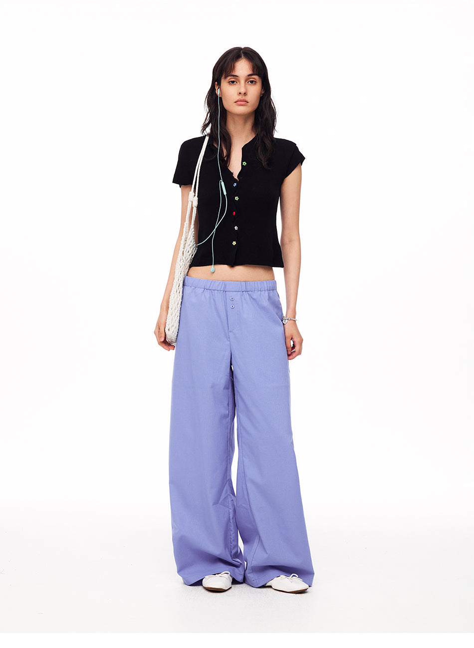 MADWITCH LAID-BACK LINEN-BLEND WIDE-LEG PANTS #CN61079