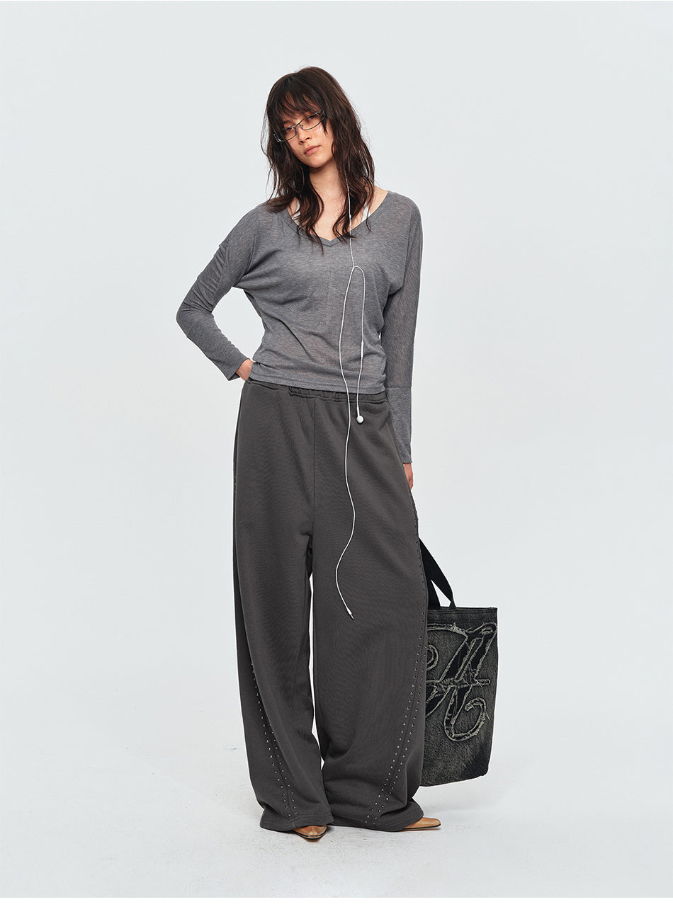 MADWITCH STUDDED WIDE-LEG SWEATPANTS #C1028