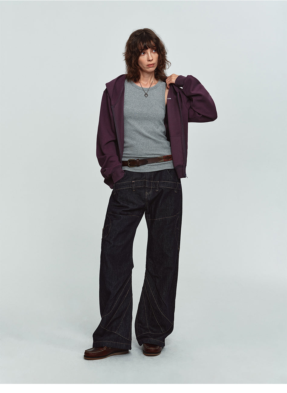 MADWITCH EMBROIDERED CROPPED ZIP HOODIE #2026756