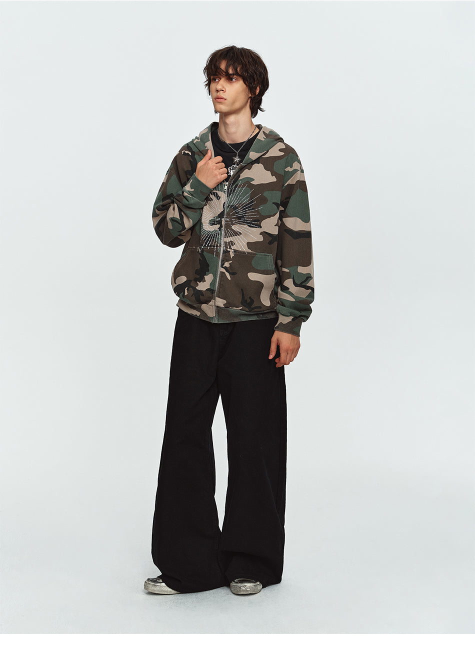 MADWITCH CAMO GRAPHIC-PRINT ZIP HOODIE #0309