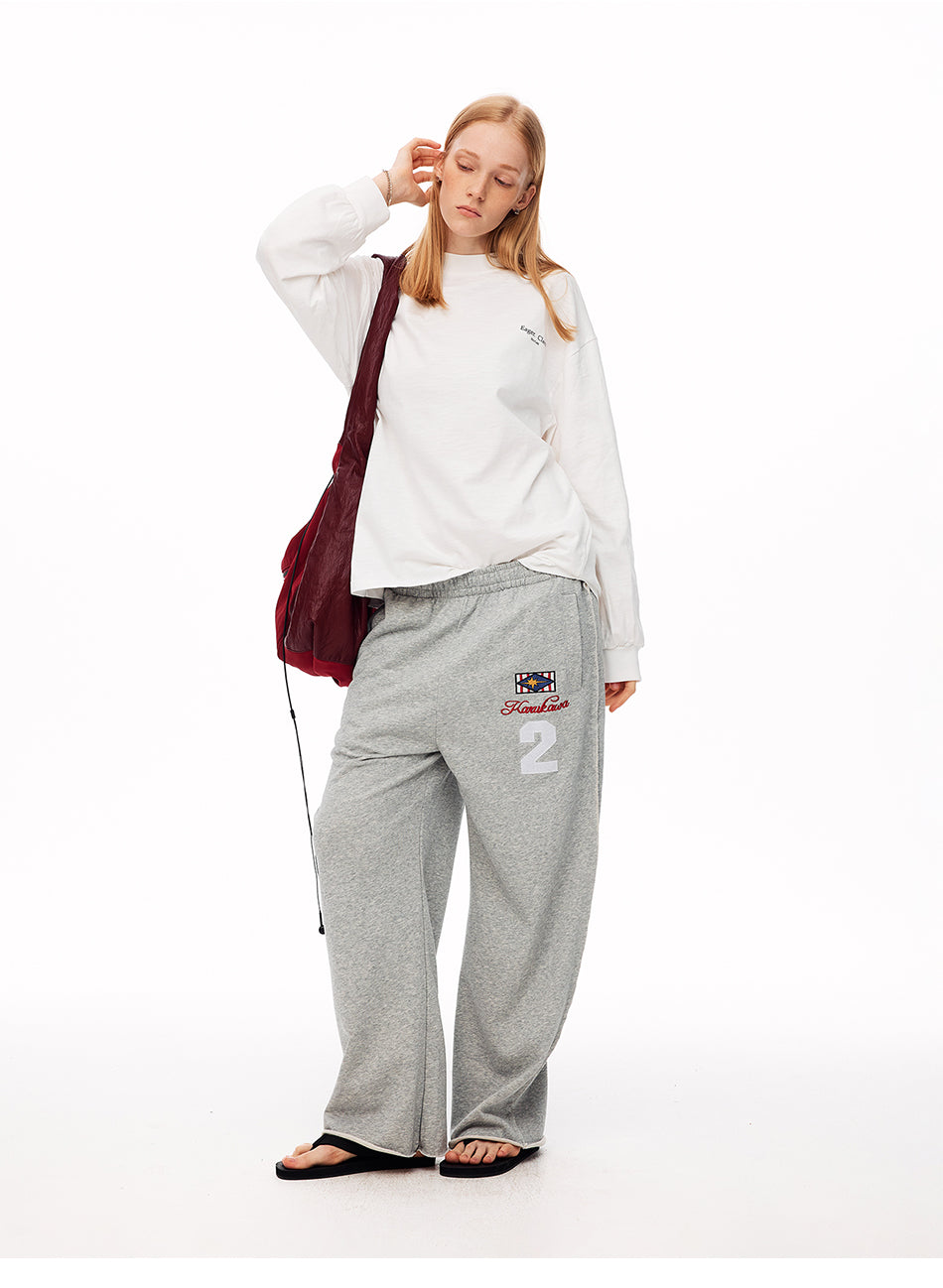 MADWITCH LOOSE LETTER-PRINT MOCK-NECK LONG-SLEEVE T-SHIRT #N2096