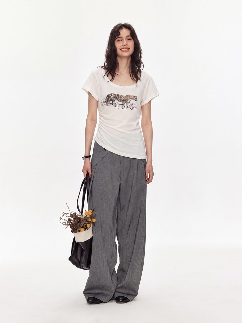 MADWITCH LEOPARD-PRINT U-NECK T-SHIRT #L2026615