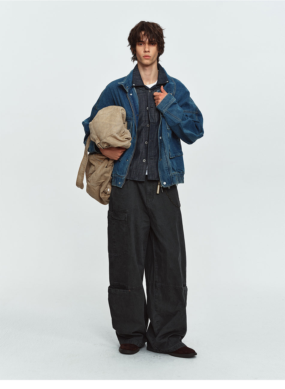 MADWITCH ELASTIC-HEM POCKETED COLLARED DENIM JACKET #AW26151