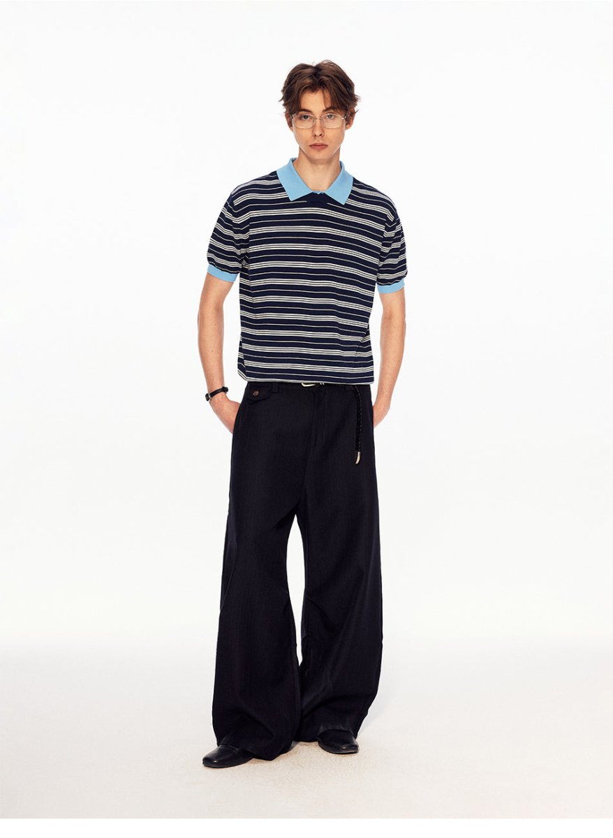 MADWITCH FAUX LAYER STRIPE POLO TEE 27474 - MadWitch Store