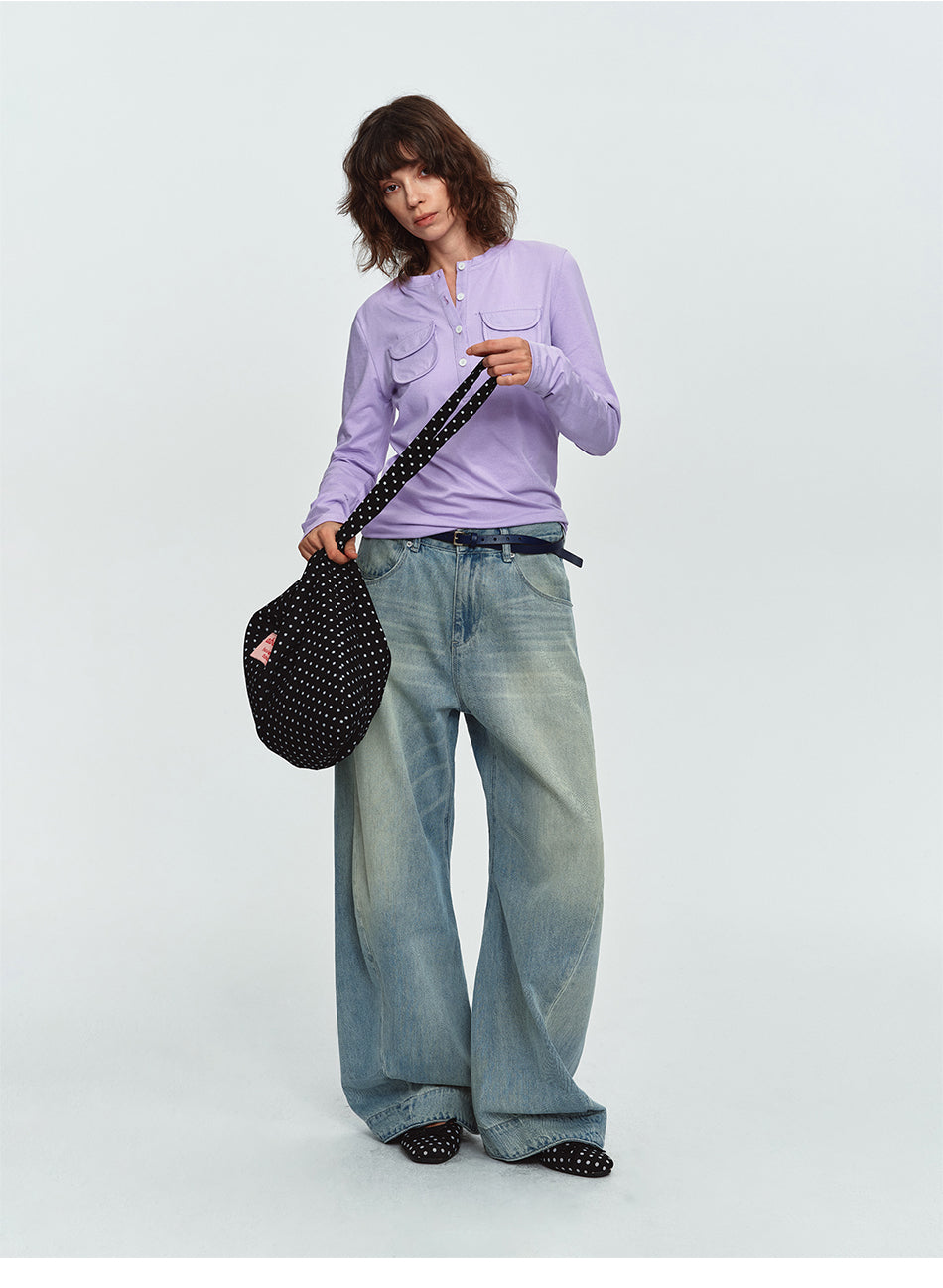 MADWITCH LYOCELL-BLEND DUAL-POCKET HENLEY SHIRT #MD26801C