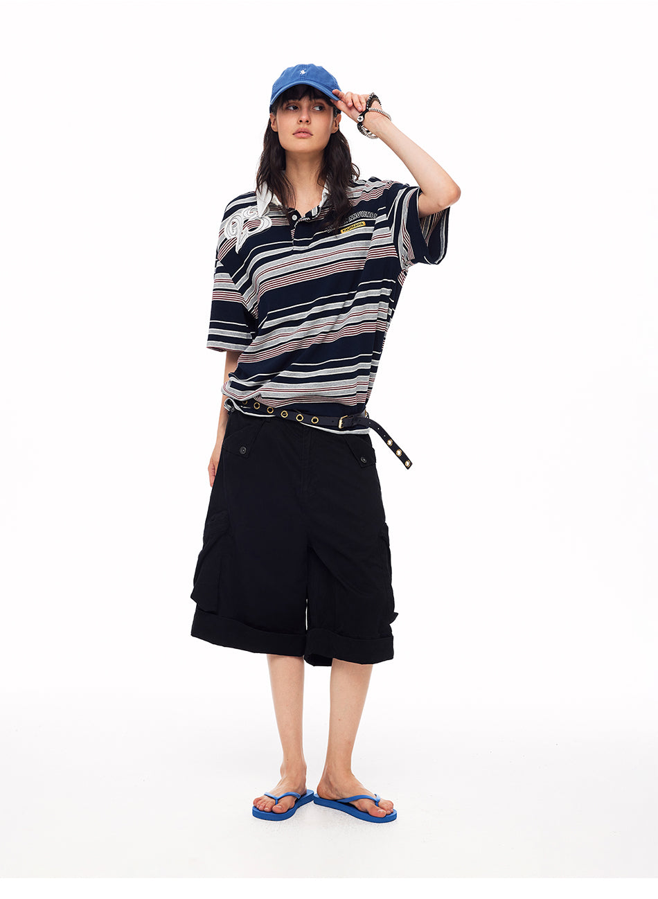 MADWITCH VINTAGE EMBROIDERED STRIPED POLO #TC121