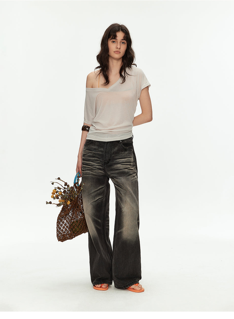 MADWITCH GRAY WASH BAGGY JEANS #GPC5608