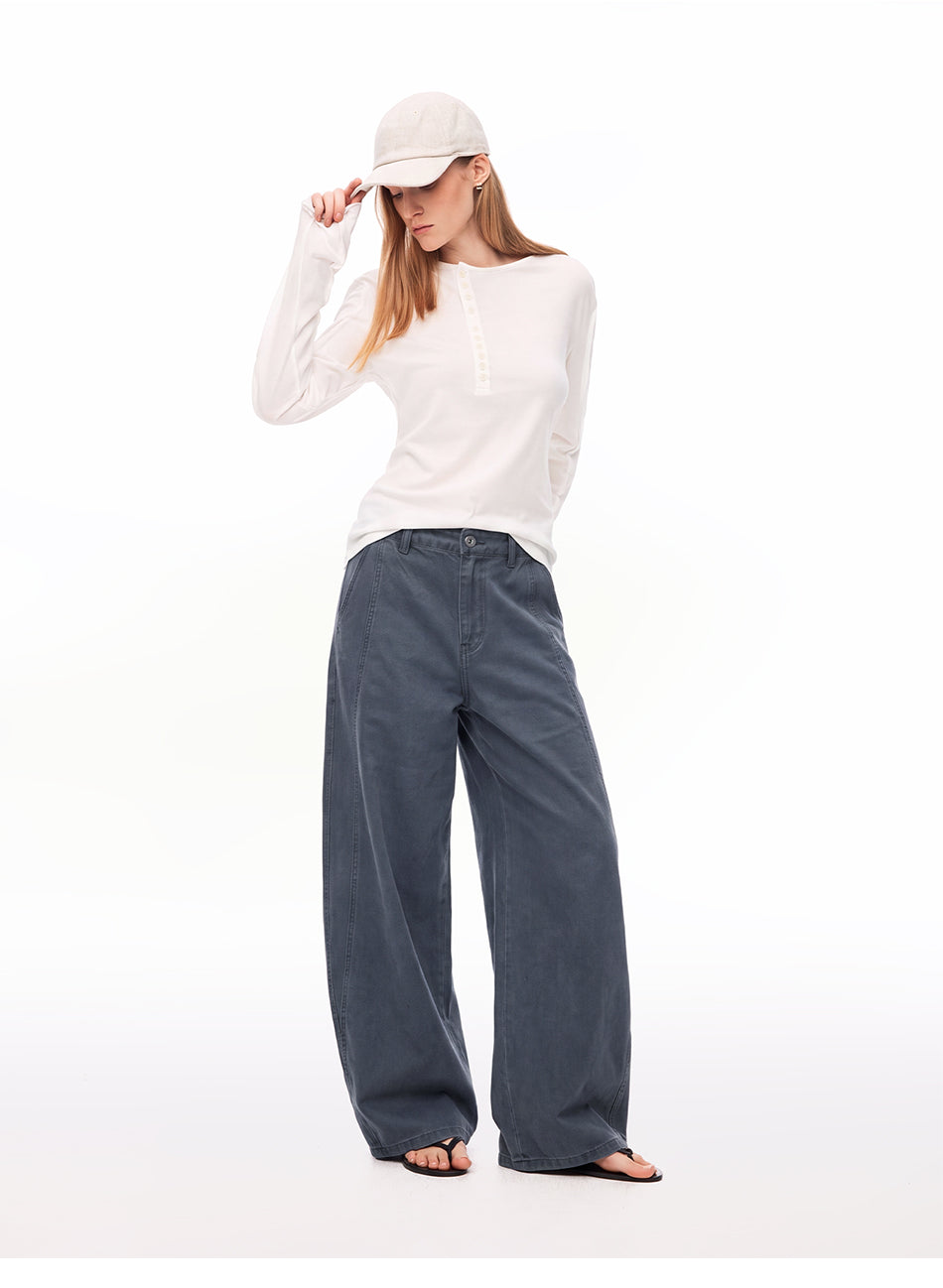 MADWITCH PLAID-PANEL SEAMED WIDE-LEG TROUSERS #2605KZ3012