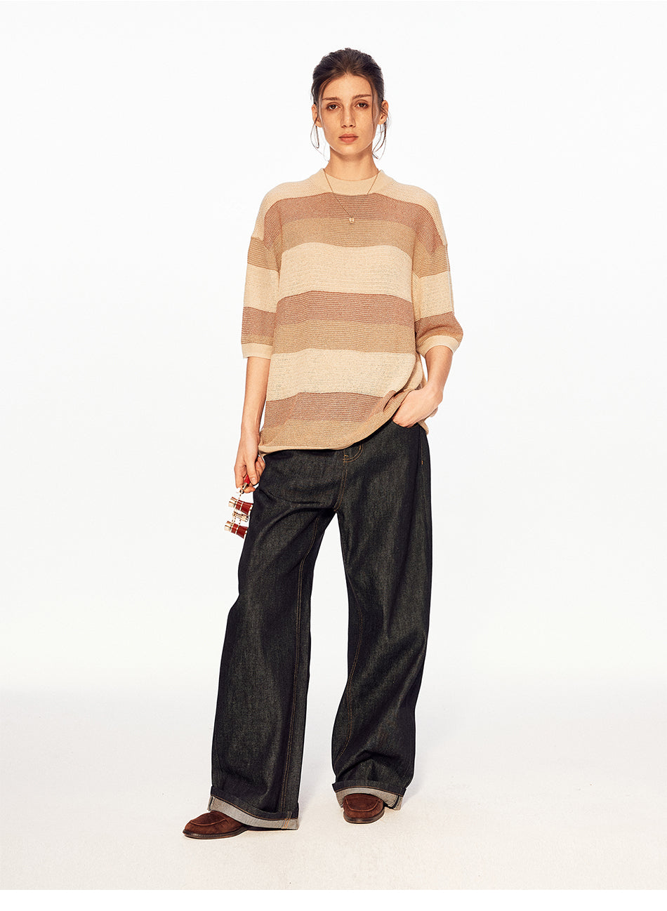 MADWITCH VINTAGE STRIPE QUARTER SLEEVE TEE #27509