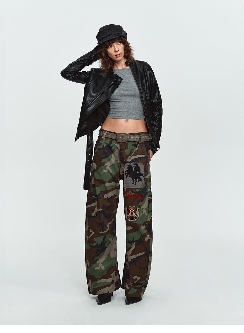 MADWITCH BELTED CROPPED FAUX-LEATHER BIKER JACKET #CW1383N