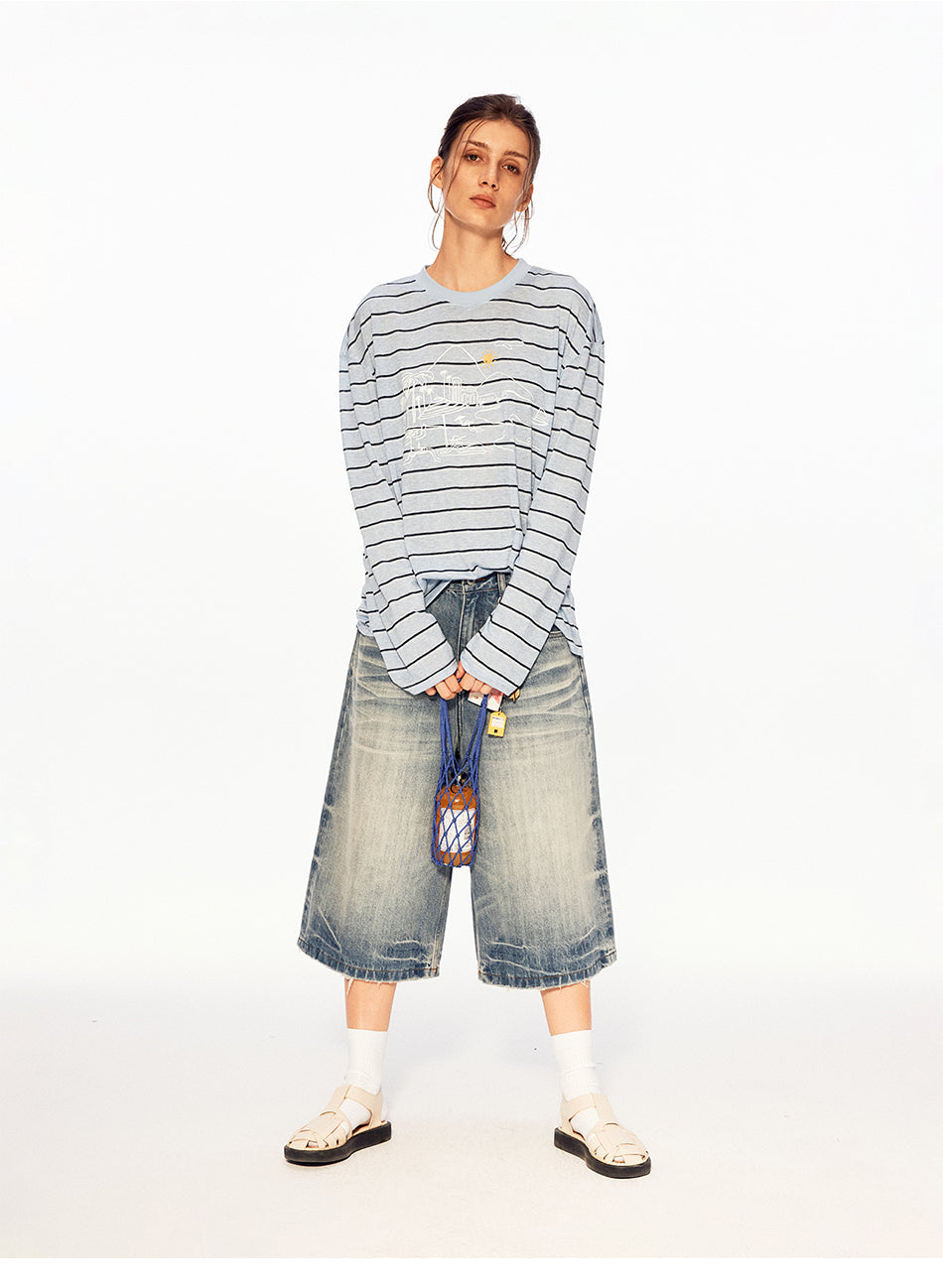 MADWITCH WASHED WIDE CROP JEANS #MC2603D