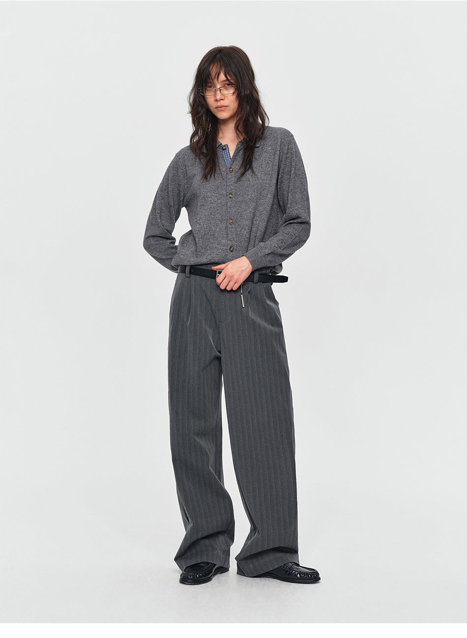 MADWITCH CONTRAST-PLACKET PLAID WOOL-BLEND CARDIGAN #11888