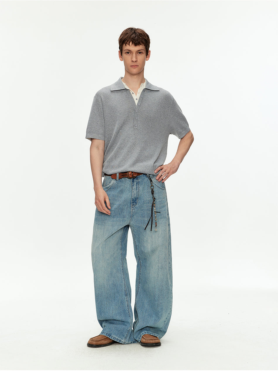 MADWITCH VINTAGE FAUX LAYER POLO TEE #AW26819