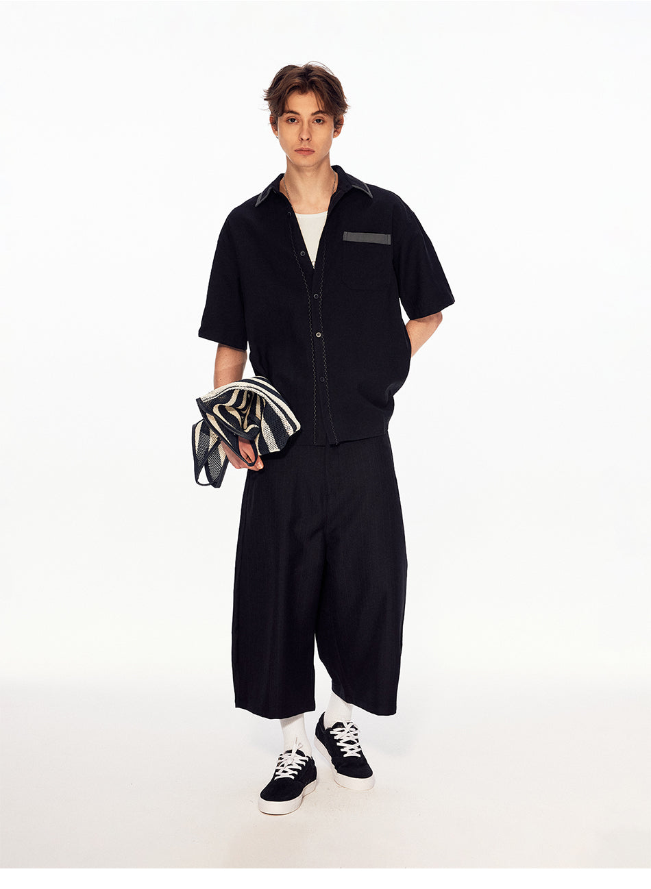 MADWITCH COLORBLOCK LINEN POCKET SHIRT #880822