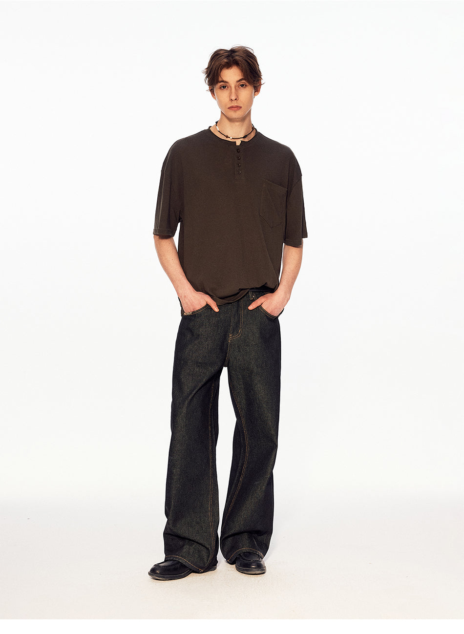 MADWITCH HENLEY LINEN RELAXED TEE #UTU055