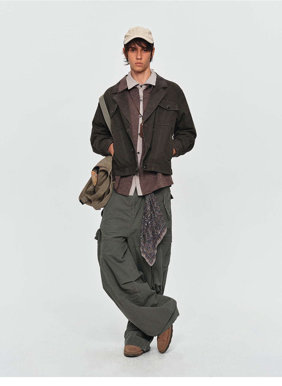 MADWITCH CONTRAST-COLLAR RELAXED UTILITY JACKET #2609WT6101