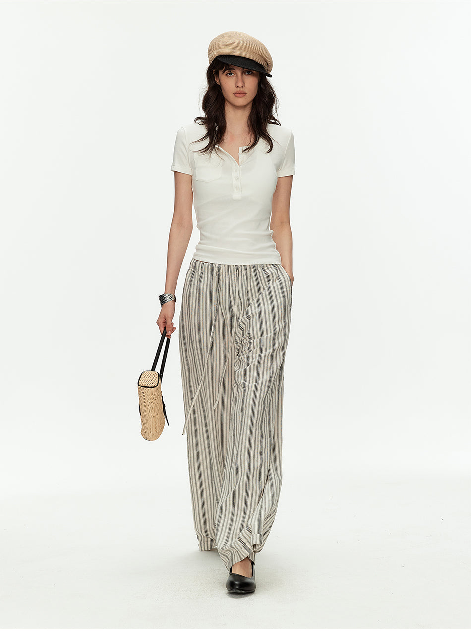 MADWITCH LINEN STRIPE WIDE PANTS #CK61018