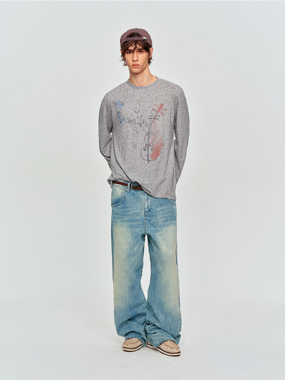 MADWITCH VIOLIN GRAPHIC LONG TEE #2605TX7036