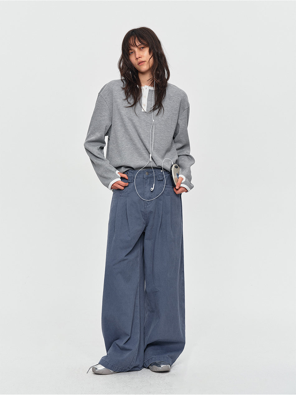 MADWITCH ADJUSTABLE PLEATED WIDE-LEG JEANS #DR6315