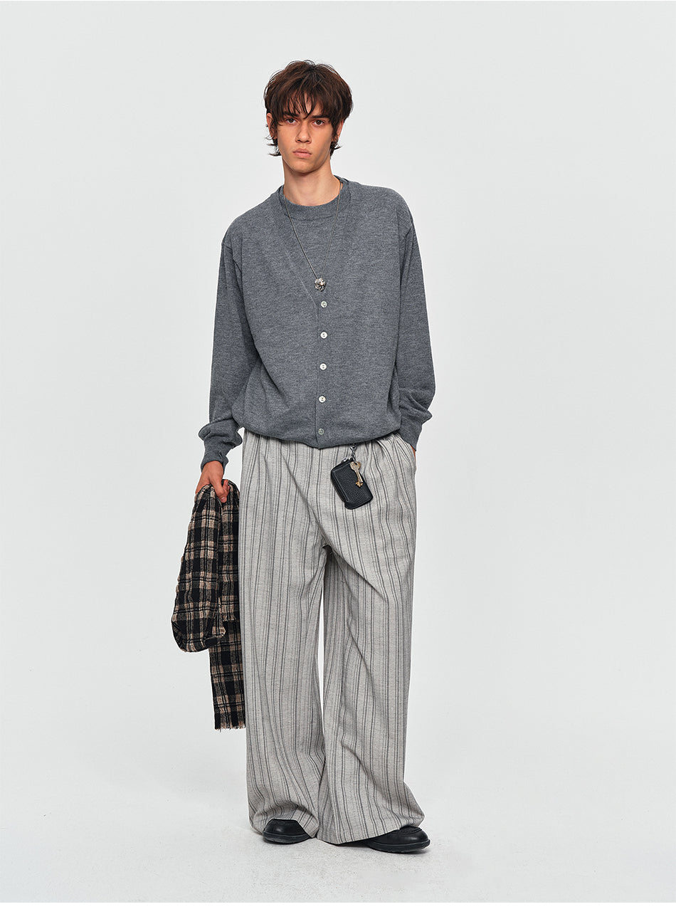 MADWITCH PLEATED STRIPED WIDE-LEG TROUSERS #K2080