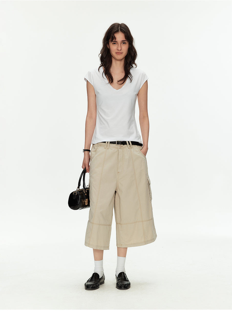 MADWITCH MODAL V-NIP CROP TEE #L0209