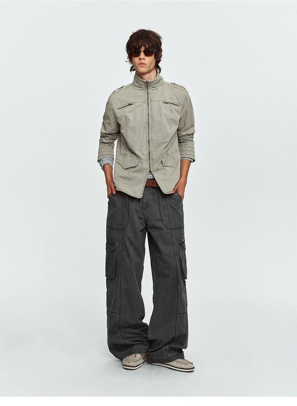 MADWITCH EPAULET MULTI-POCKET WASHED UTILITY JACKET #CW1381N