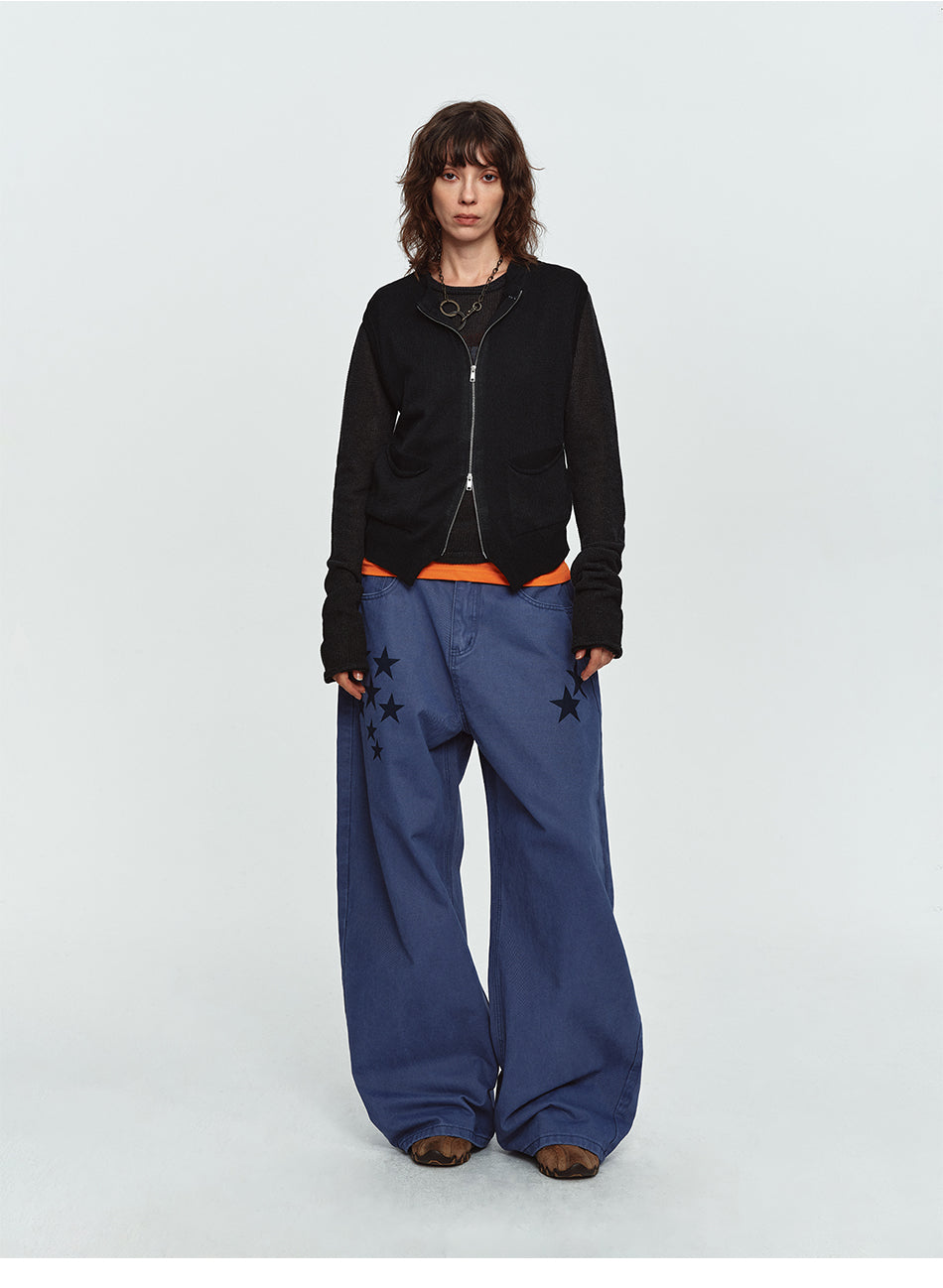 MADWITCH DUAL-ZIP CREWNECK KNIT VEST #MYCB031