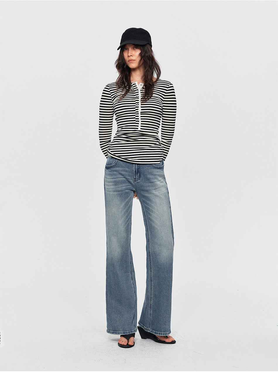 MADWITCH VINTAGE RAW-HEM FLARED JEANS #CN9855