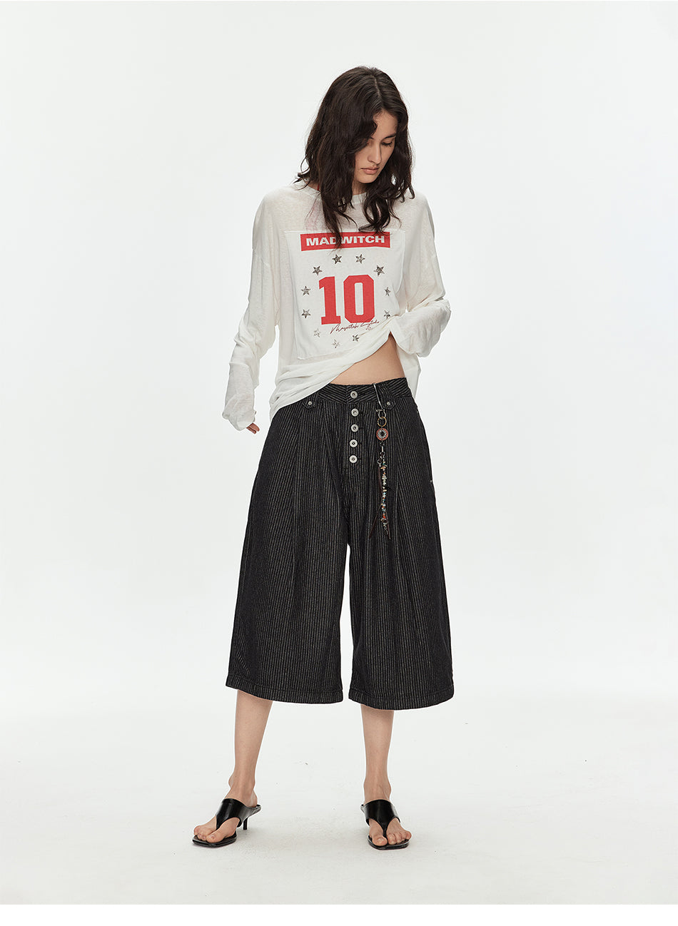 MADWITCH STRIPED PARIS BUCKLE PANTS #CK3633D