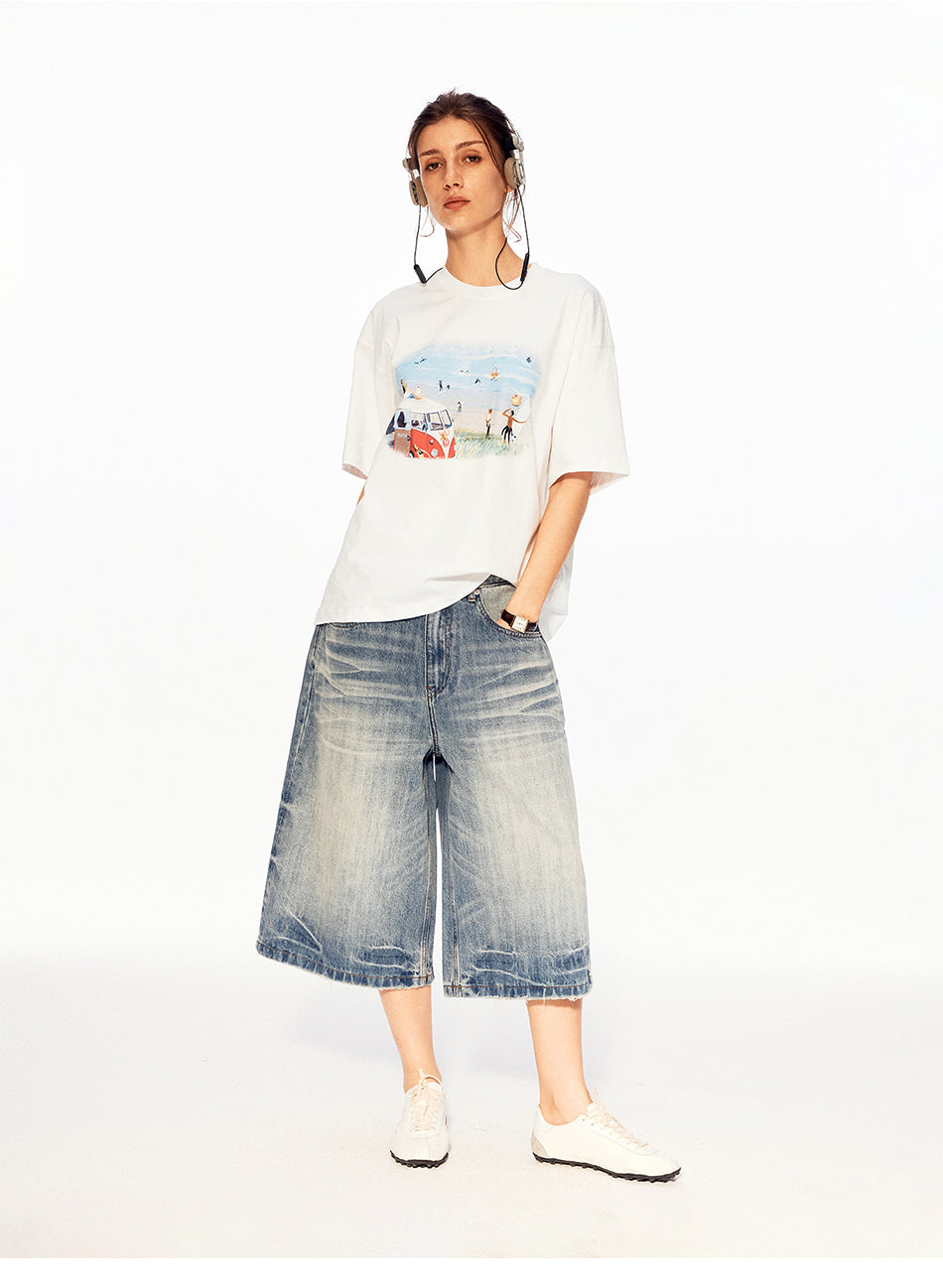 MADWITCH VINTAGE WASHED CAPRI JEANS #MC2603D