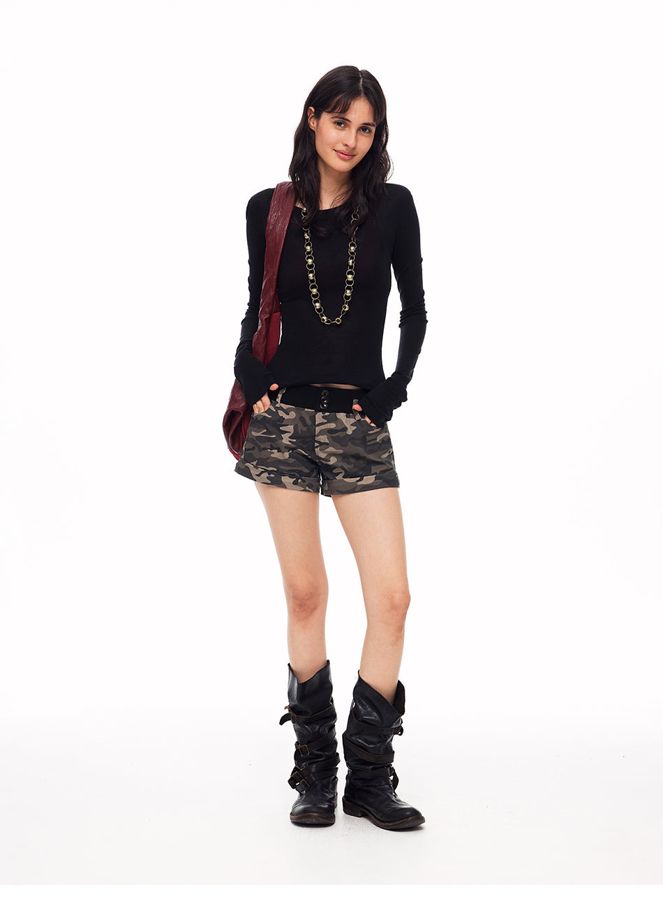 MADWITCH MINIMALIST ROUND-NECK TENCEL LONG-SLEEVE T-SHIRT #G2101