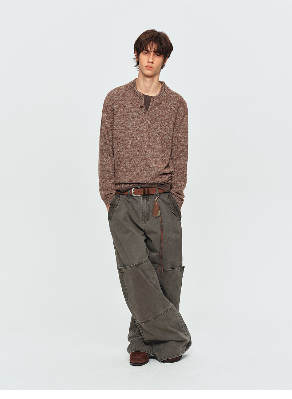 MADWITCH MARLED WOOL-BLEND HENLEY SWEATER #11817