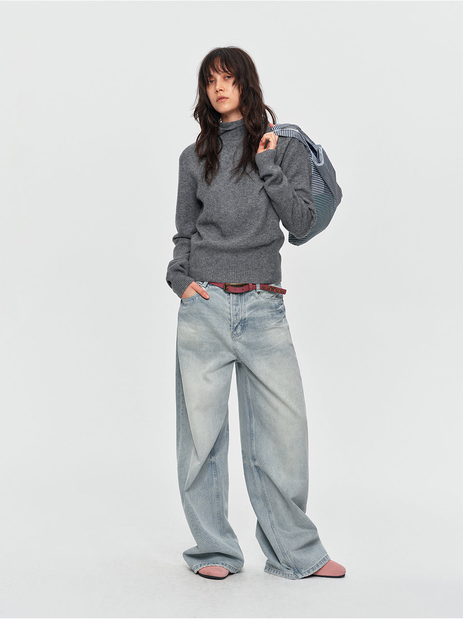 MADWITCH CROPPED SLOUCHY-HOOD KNIT SWEATER #MYC025