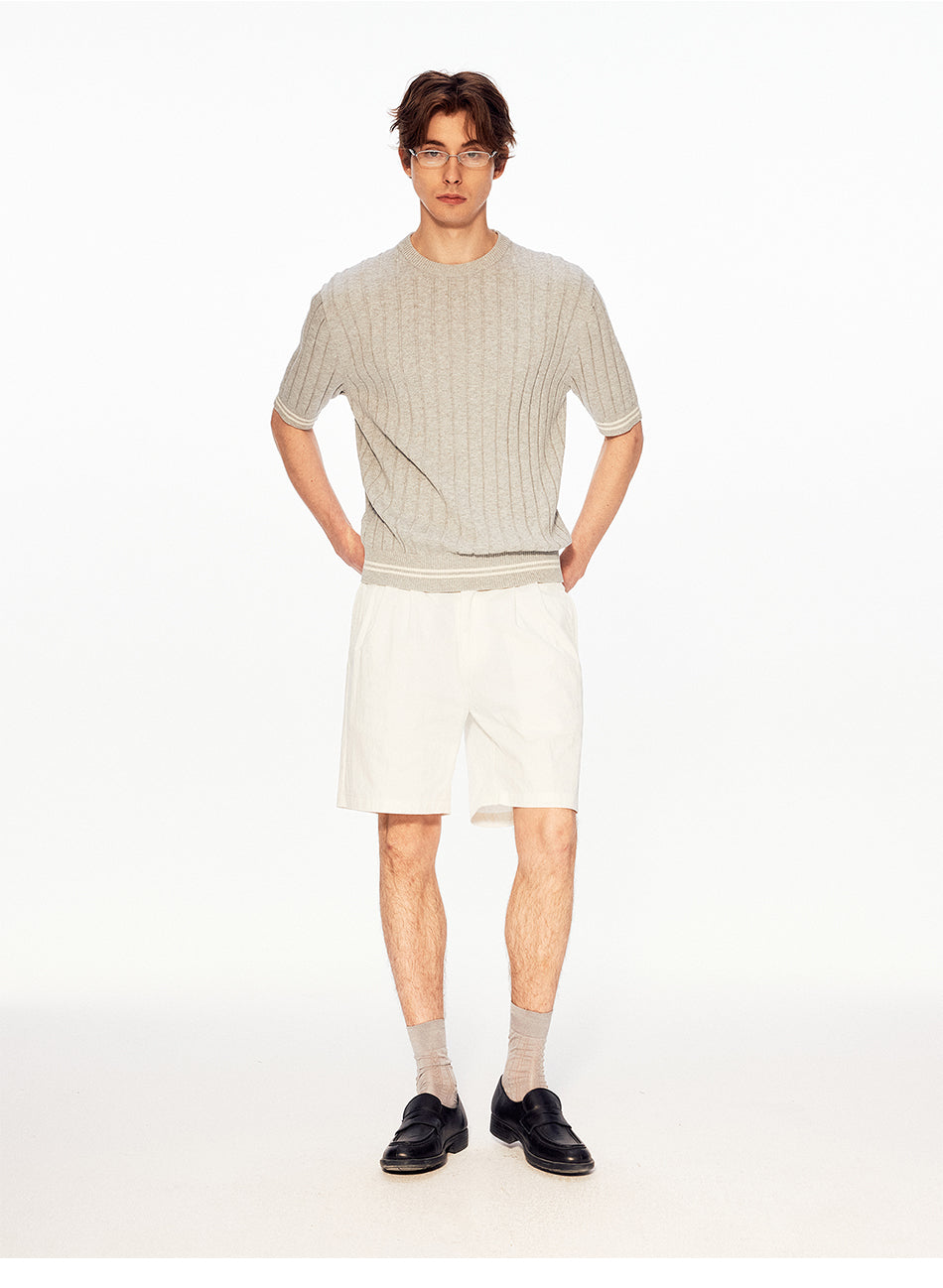 MADWITCH RELAXED RIBBED KNIT TEE #MD27486