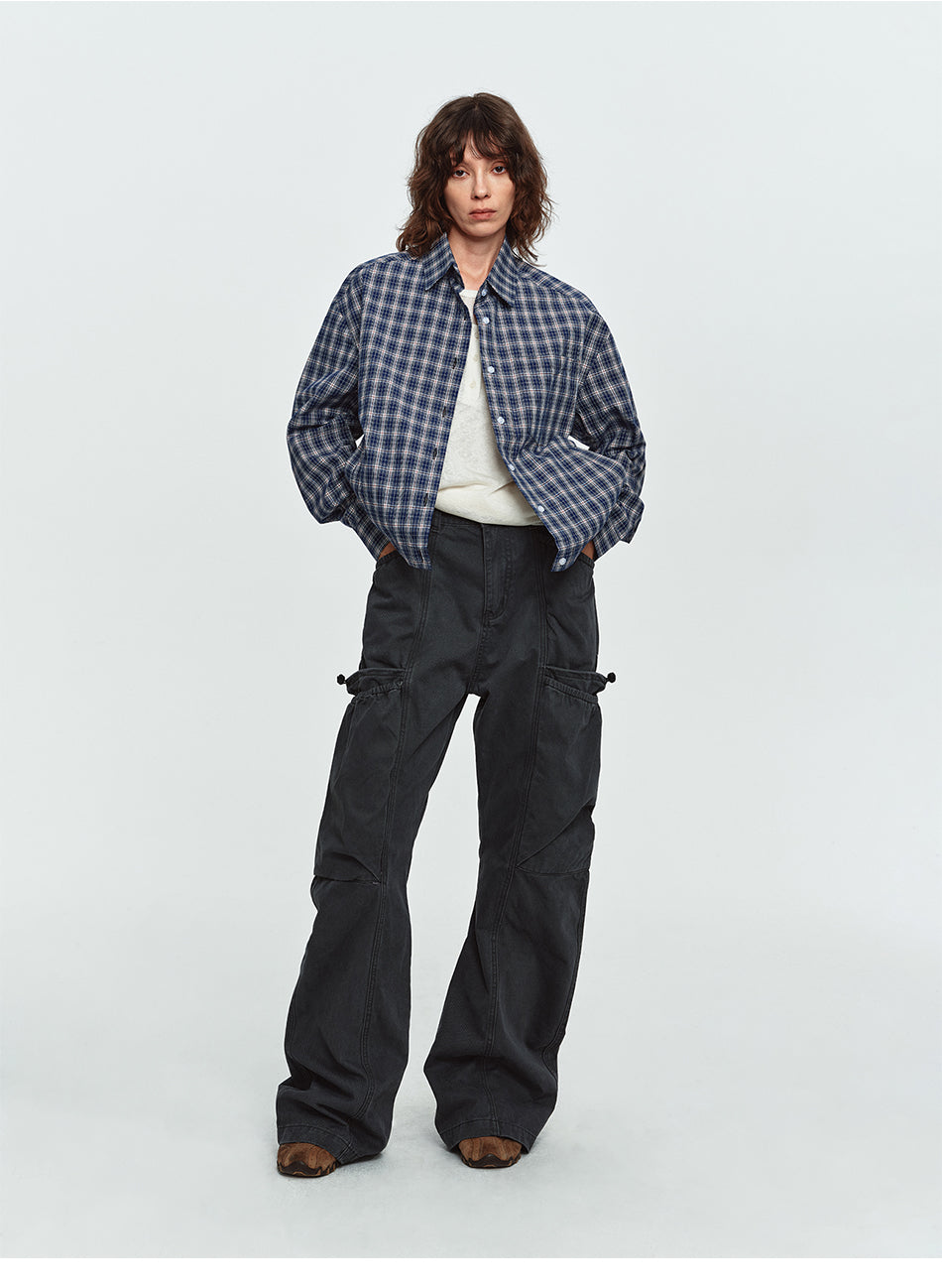 MADWITCH CROPPED OVERSIZED PLAID OVERSHIRT #AM26801