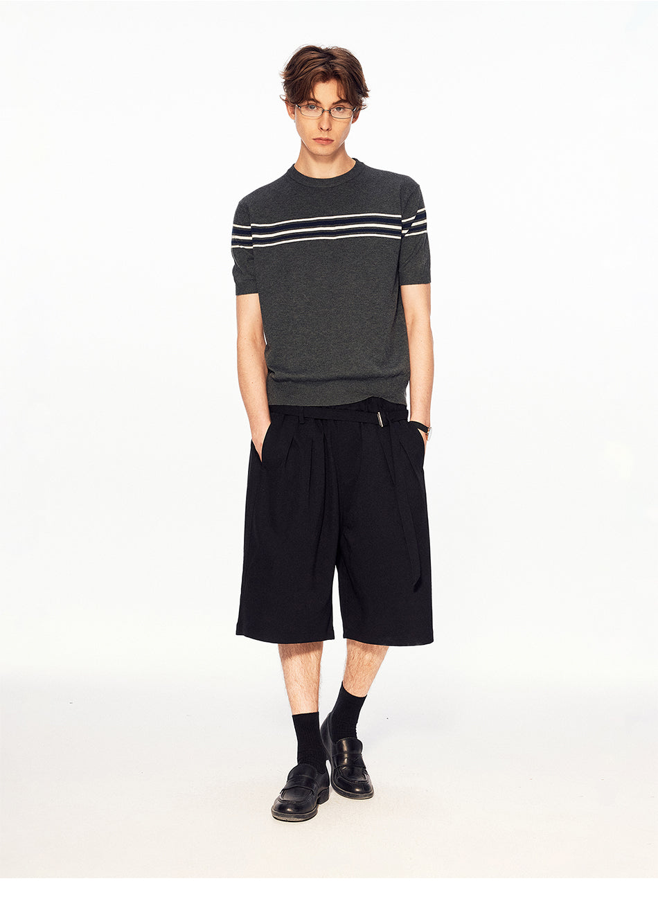 MADWITCH VINTAGE STRIPE ROUND NECK TEE #MD27494