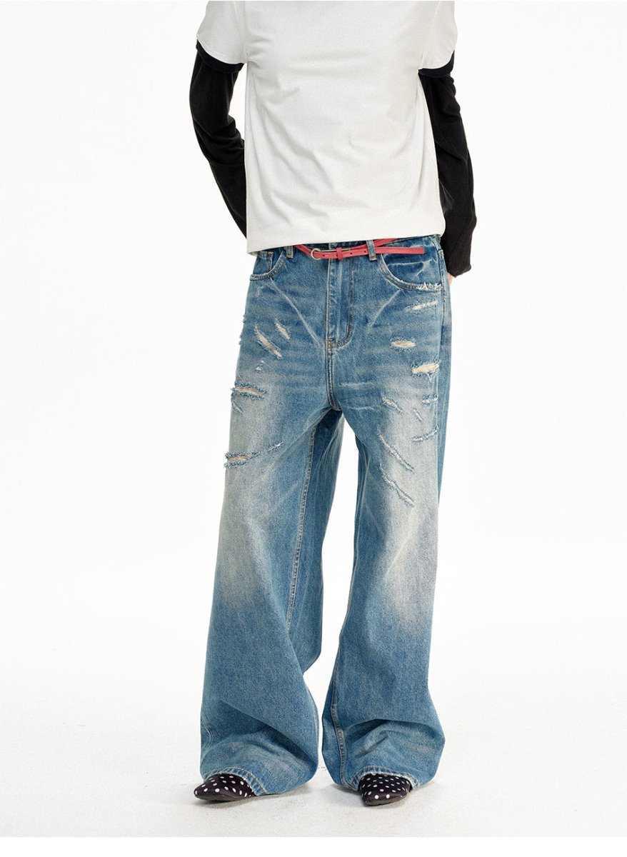 MADWITCH VINTAGE DISTRESSED LOOSE JEANS CK5609 - MadWitch Store