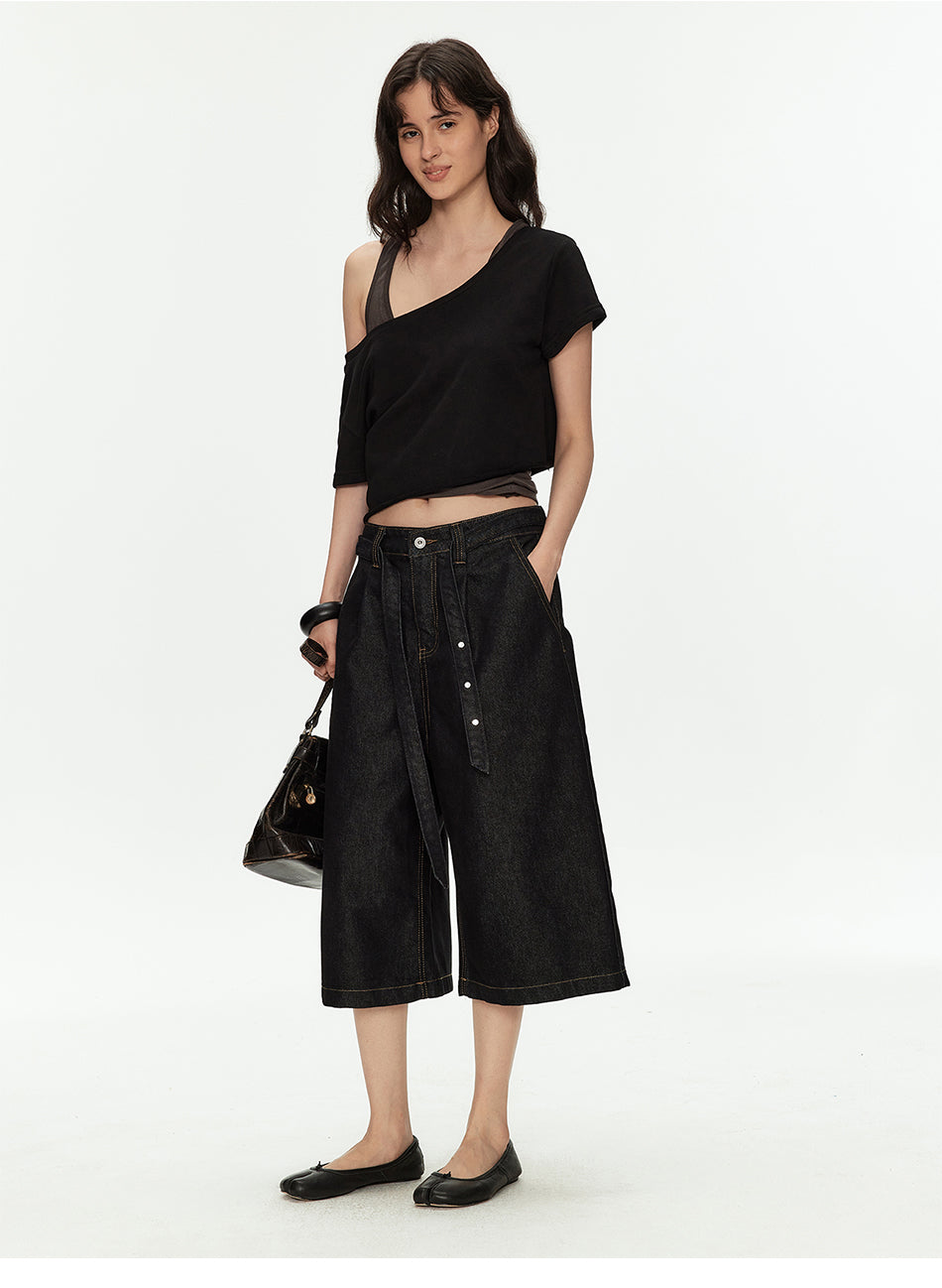 MADWITCH RAW BLACK CROP JEANS #8633