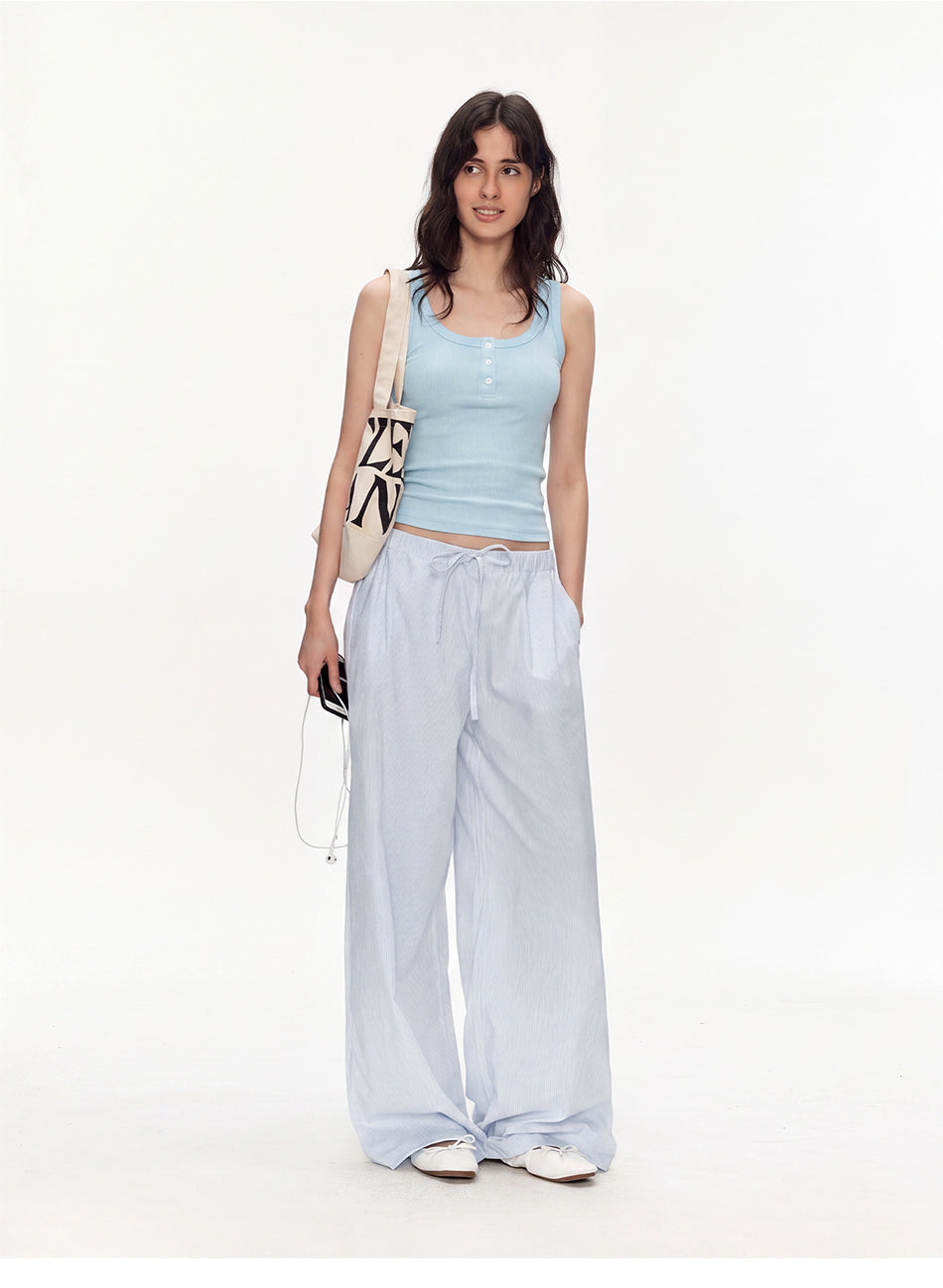 MADWITCH MINIMALIST U-NECK CROPPED RIBBED TANK TOP #C2026329
