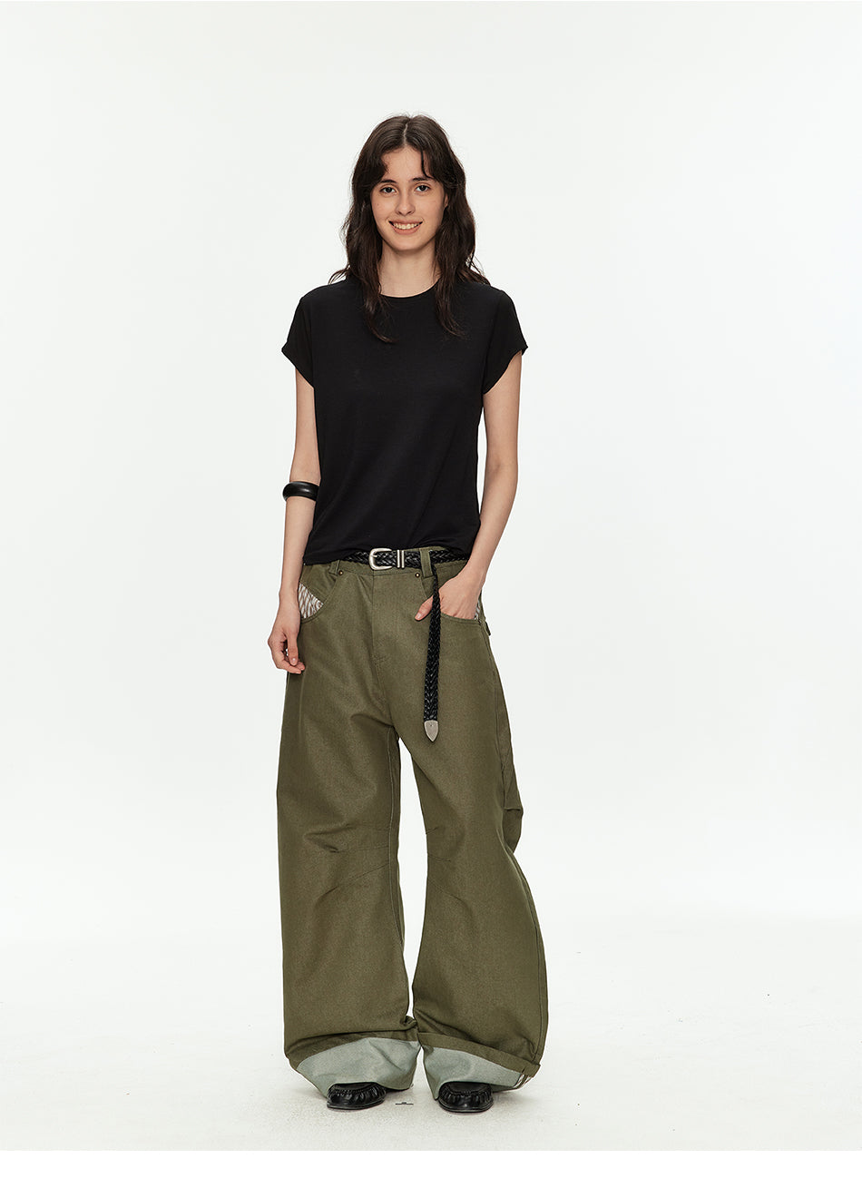 MADWITCH PLAID CARGO BAGGY PANTS #CK61007