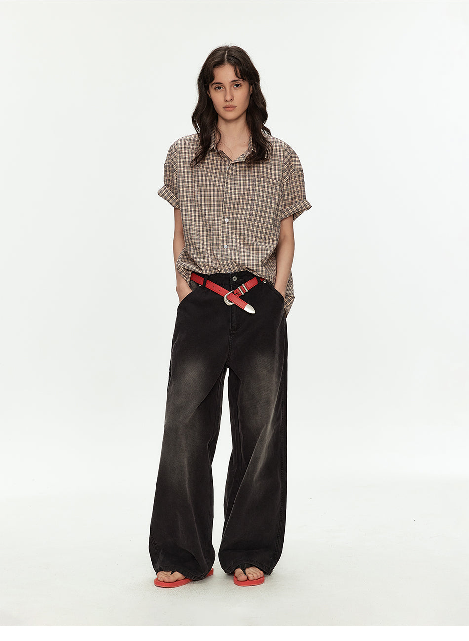 MADWITCH VINTAGE PLAID RELAXED SHIRT #B105