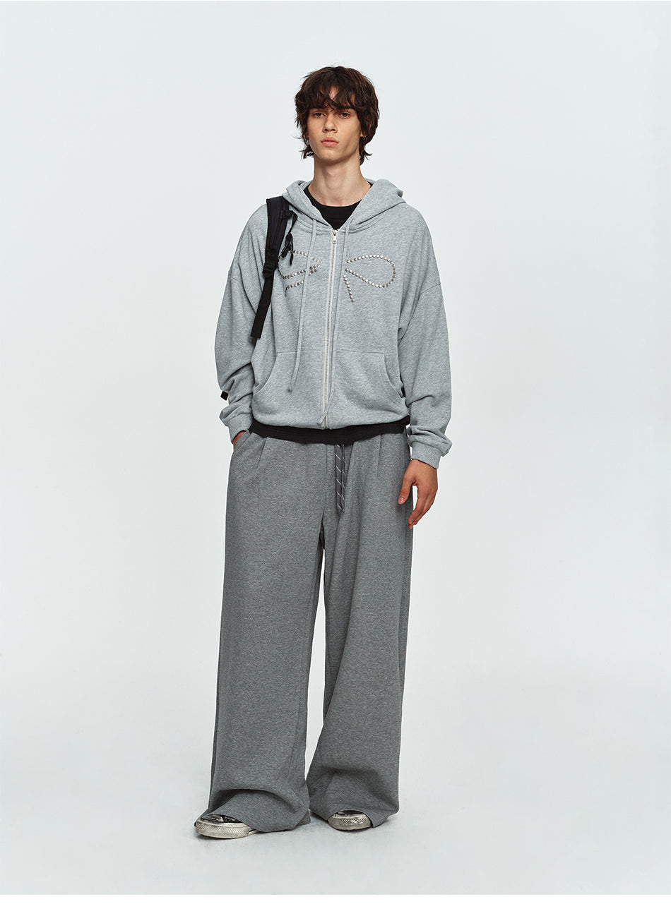 MADWITCH STUDDED-BOW RELAXED ZIP HOODIE #DC0305